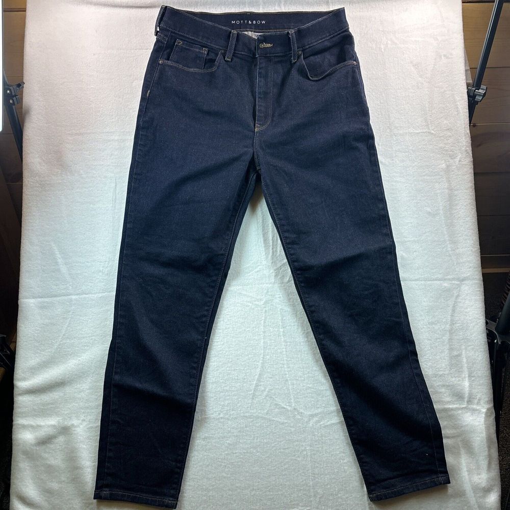 Mott & Bow Mom Jeans Womens 30x28 Blue Denim Skinny Leg Flat Front High Rise